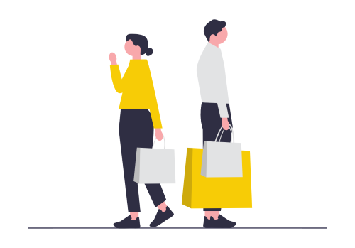 2 passants avec des sacs de courses